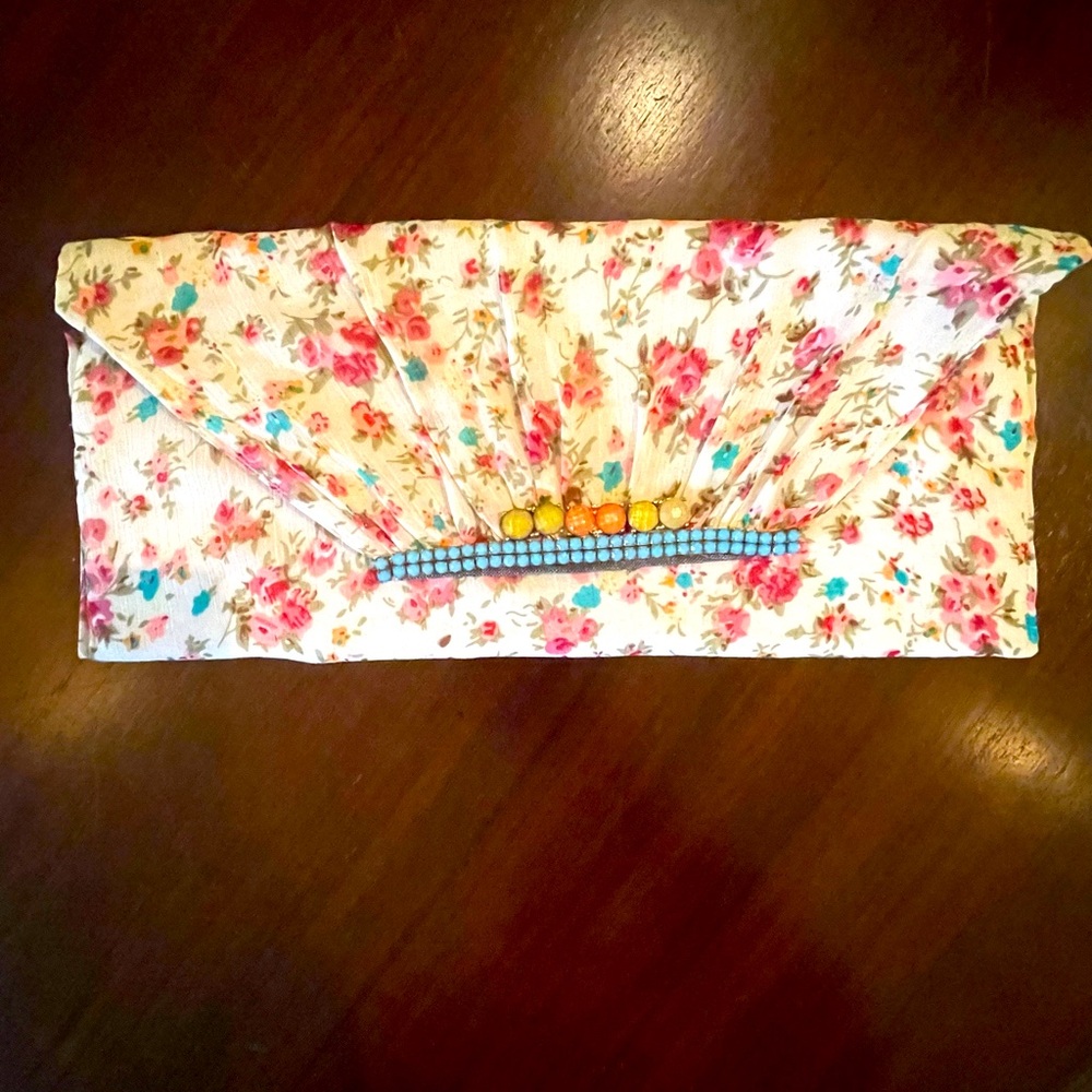 Handmade hand sewn clutch style of J Crew preppy sweet floral